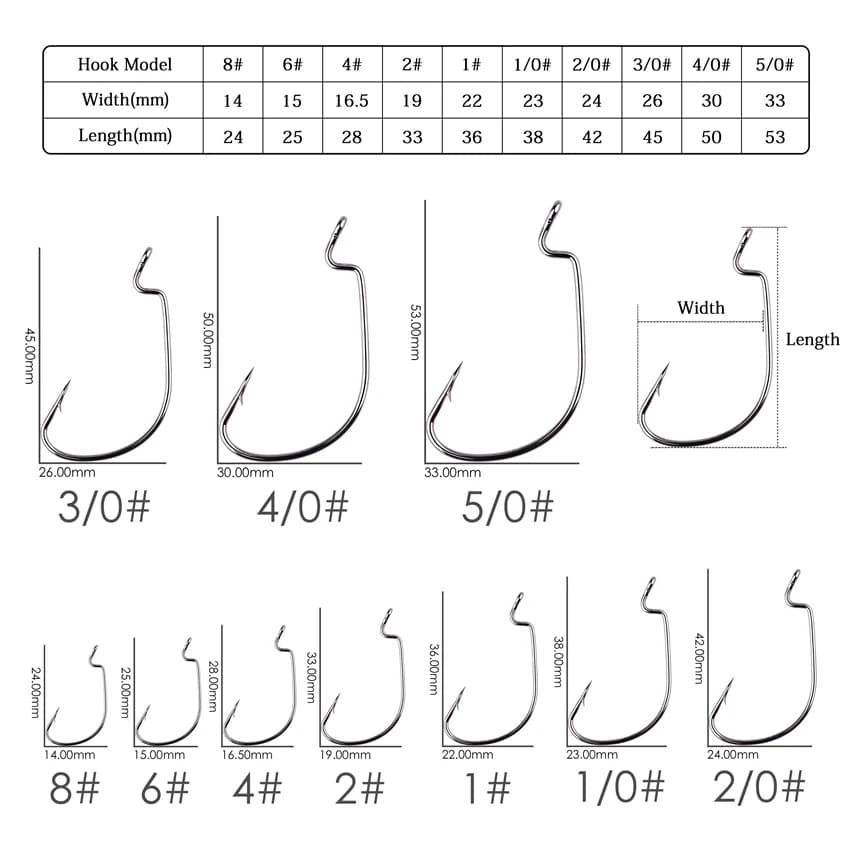 10 hameçons offset 8/5/0 pour leurres souples type worm, appâts crankbait et accessoires de pêche