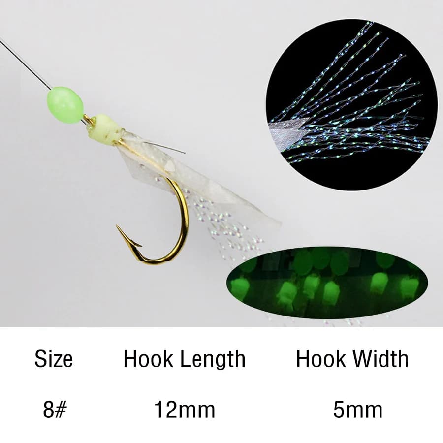 Lot de 5 packs leurres de pêche Sabiki avec hameçons 8# pour poissons de mer et eau douce