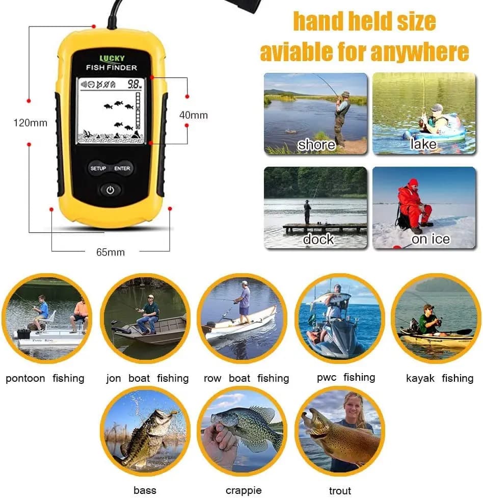 Sonar portable Lucky FF1108 avec alarme - Détecteur 100m couverture 45° pour pêche mer/lac