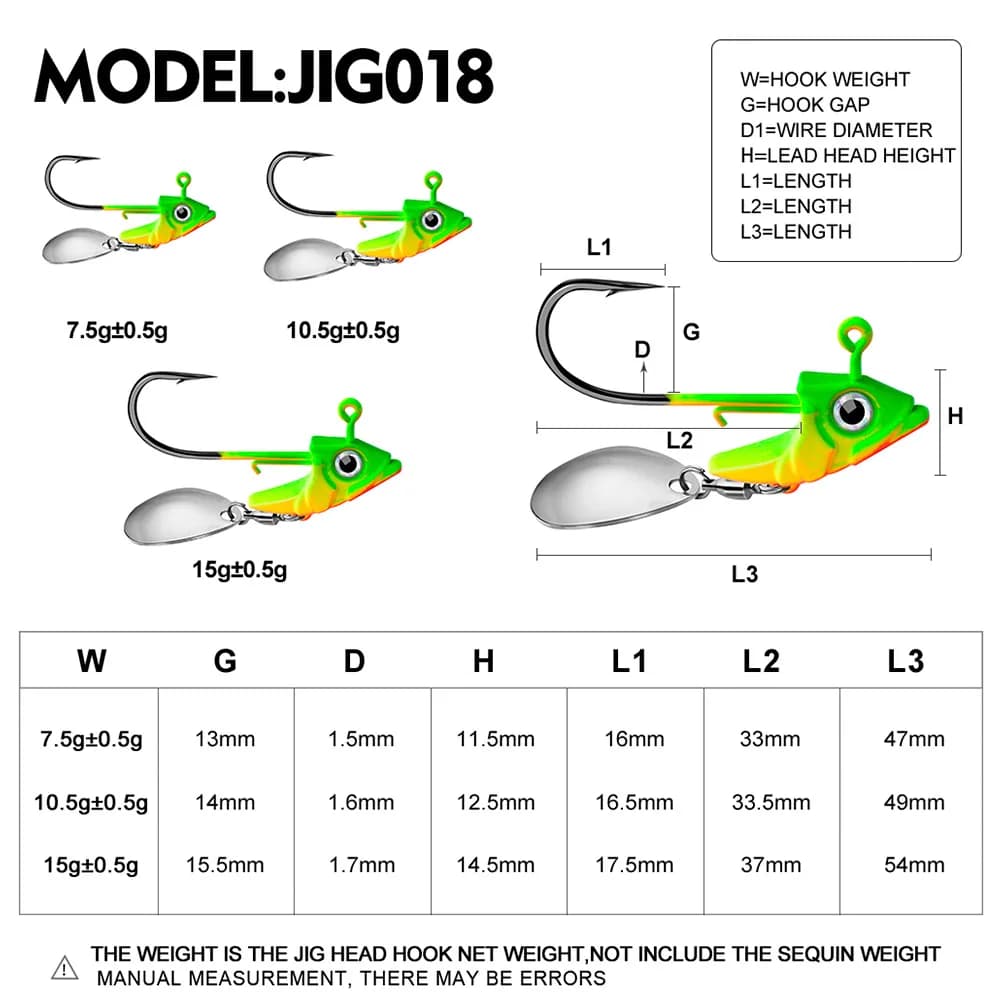 Lot de 5 têtes plombées crankbait pour leurres souples, 7g à 15g, pour pêche aux leurres