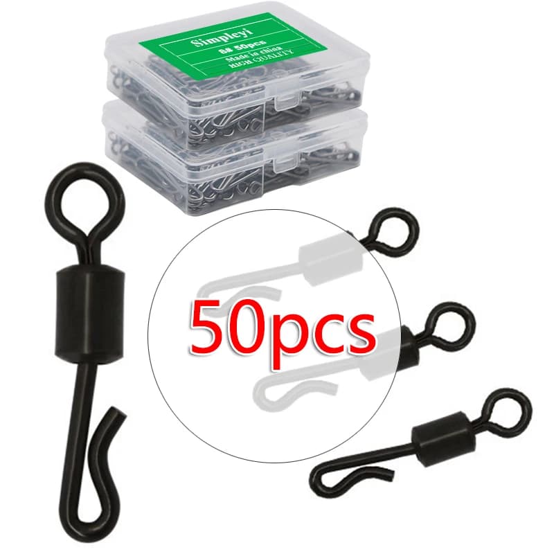 Émerillons rapides Q-Shape 50 pièces pour montages carpe - accessoires de pêche à changement rapide