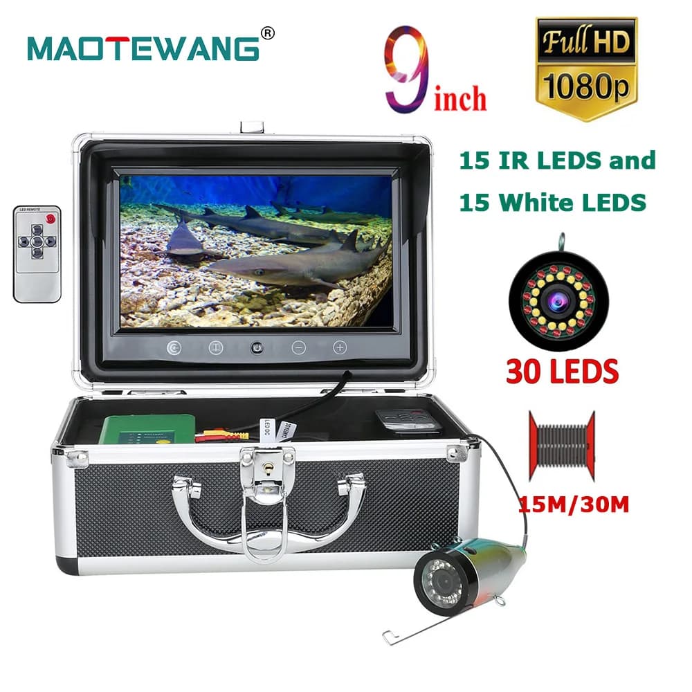 Caméra de pêche sous-marine MAOTEWANG 9" HD 1080P avec LEDs blanches et infrarouges pour rivière et glace