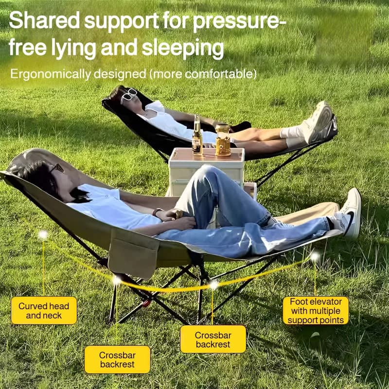 Chaise pliante extérieure ajustable avec repose-pieds pour camping, balcon ou pêche