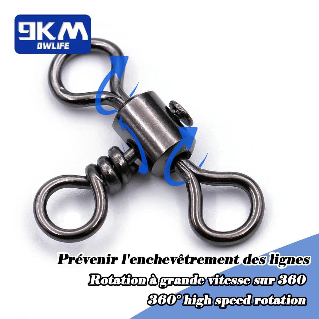 Émerillons triple 25 à 100 pièces laiton inox rotation 360° - Connecteur ligne pêche pour montages jigging surf bottom rig
