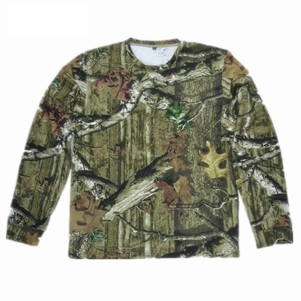 Tenue pêche chasse été camouflage feuilles vertes 100% coton - chemise manches longues pantalon protection solaire