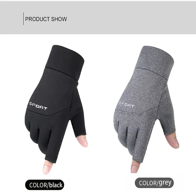 Gants pêche hiver waterproof hommes femmes vélo chauds anti-dérapants écran tactile deux doigts
