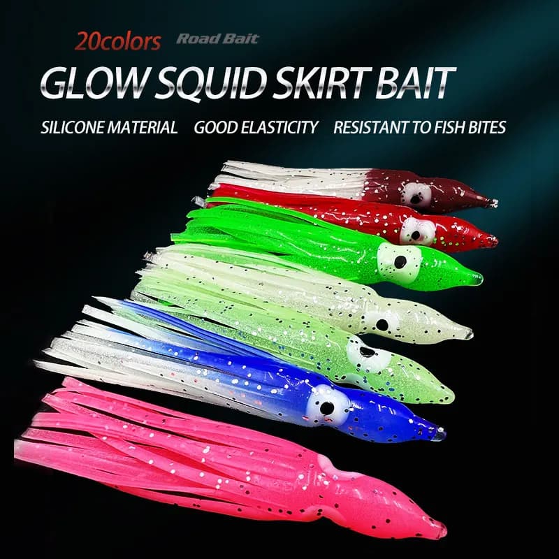 Leurre souple pêche en mer leurre calmar phosphorescent 5-12cm pour bar et thon appât hoochie