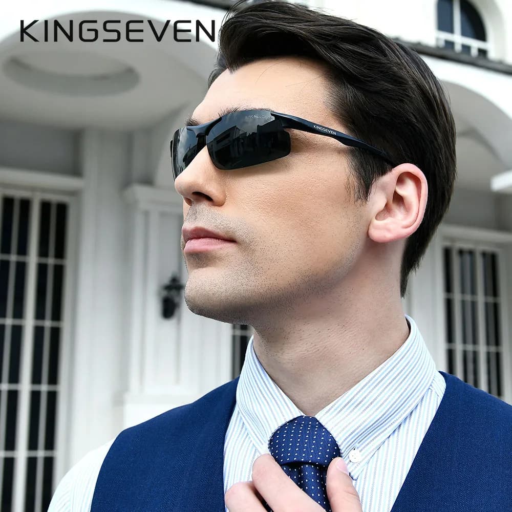 Lunettes de soleil polarisées KINGSEVEN pour pêche en mer - Verres miroir aluminium aviation qualité premium