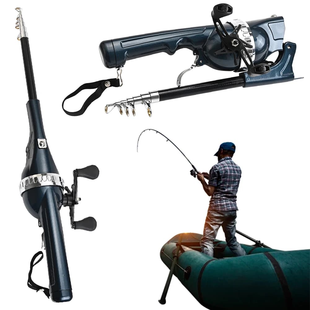 1 set canne pêche télescopique pliante acier inox voyage portable mini équipement pêcheur