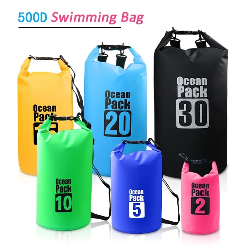 Sac étanche PVC 2L à 30L pour kayak pêche natation sports nautiques rangement équipement outdoor