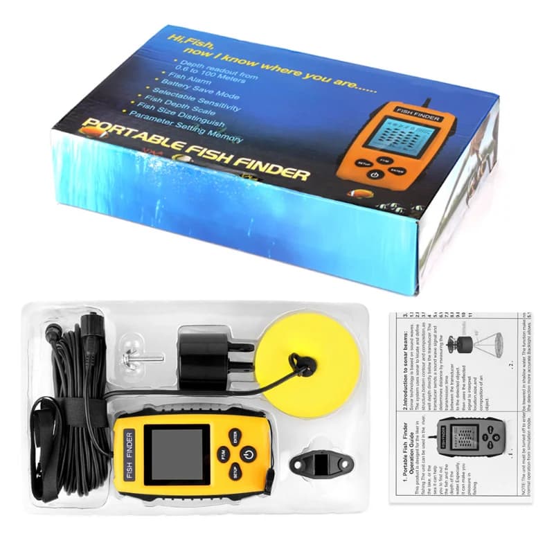 Alarme sonar portable 45° pour pêche - Détecteur poissons avec couverture angulaire et transducteur haute précision