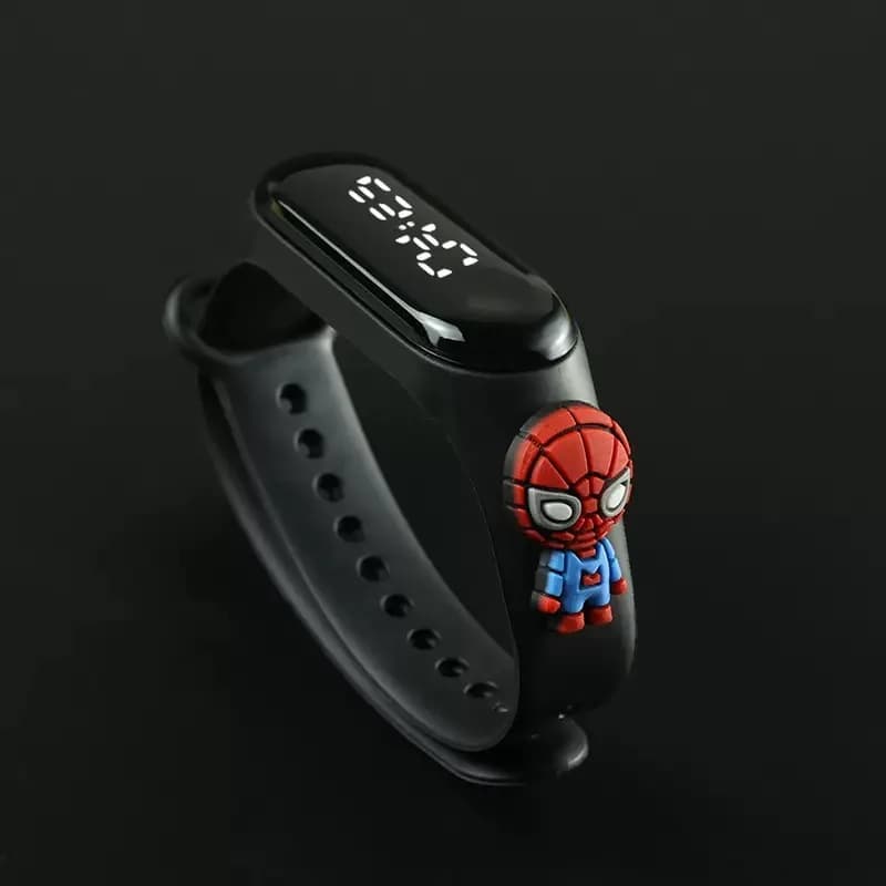 Montre enfant étanche fille garçon à bracelet électronique LED tactile design Mickey Mouse ou Spiderman