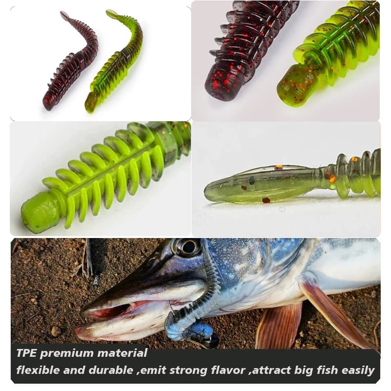 10 leurres souples TPE 6.5-8.5cm pour carp fishing - appâts aromatisés avec hameçons intégrés