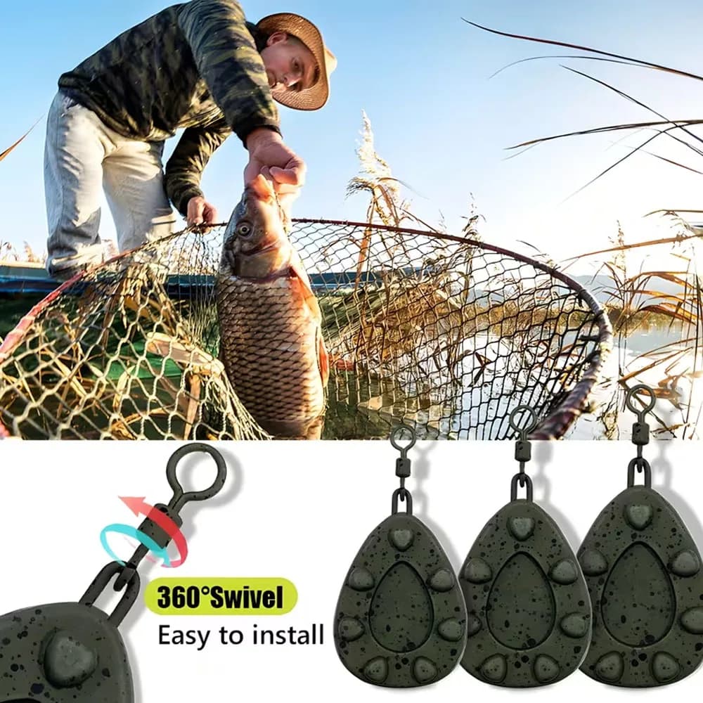Plombs pêche carpe eau douce et mer tailles 42g à 99g anti-corrosion changement rapide