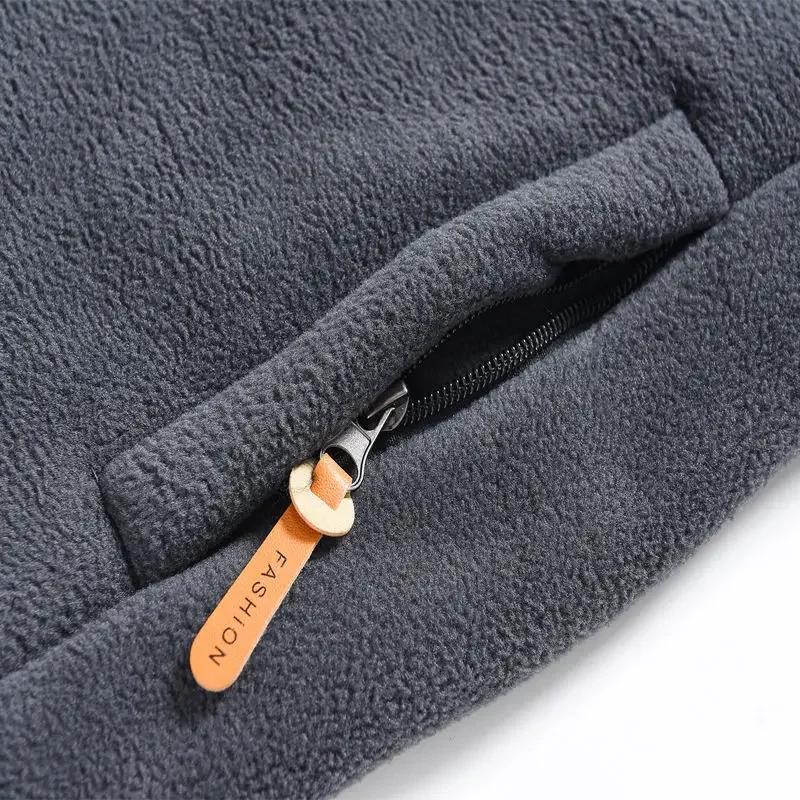 Veste polaire épaisse col montant homme - Manteau doublé polaire coupe-vent froid extérieur