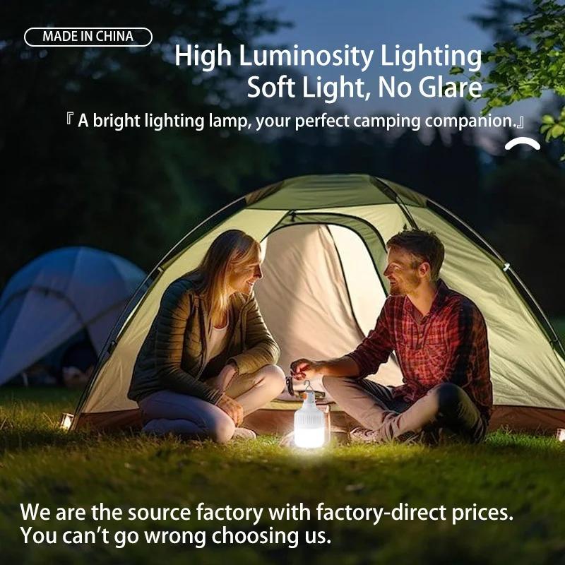 Lampe LED rechargeable USB 60W portable pour camping, pêche de nuit et éclairage d'urgence LT014