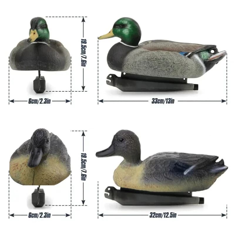 Leurre canard flottant 3D avec quille - Appât de chasse réaliste - Accessoire pêche extérieur
