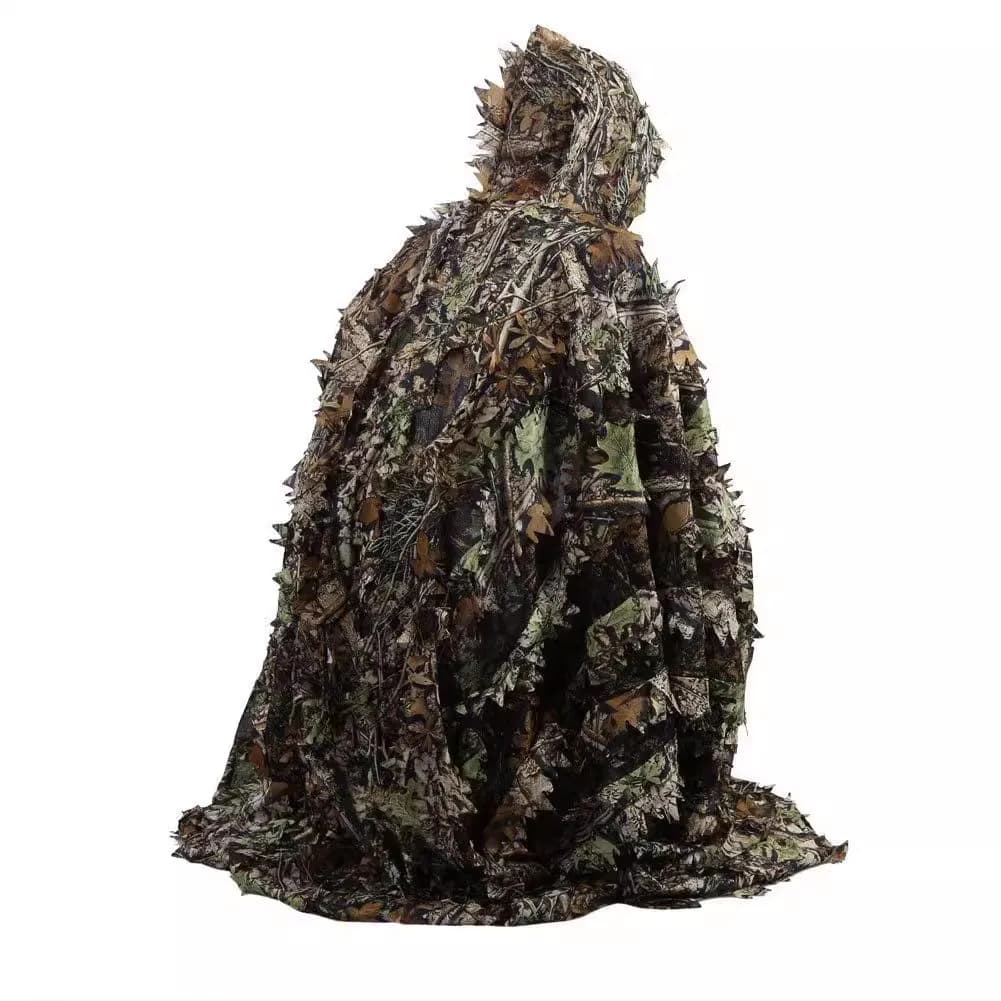 Poncho camouflage feuilles 3D - Discret pour pêche en rivière et sous-bois