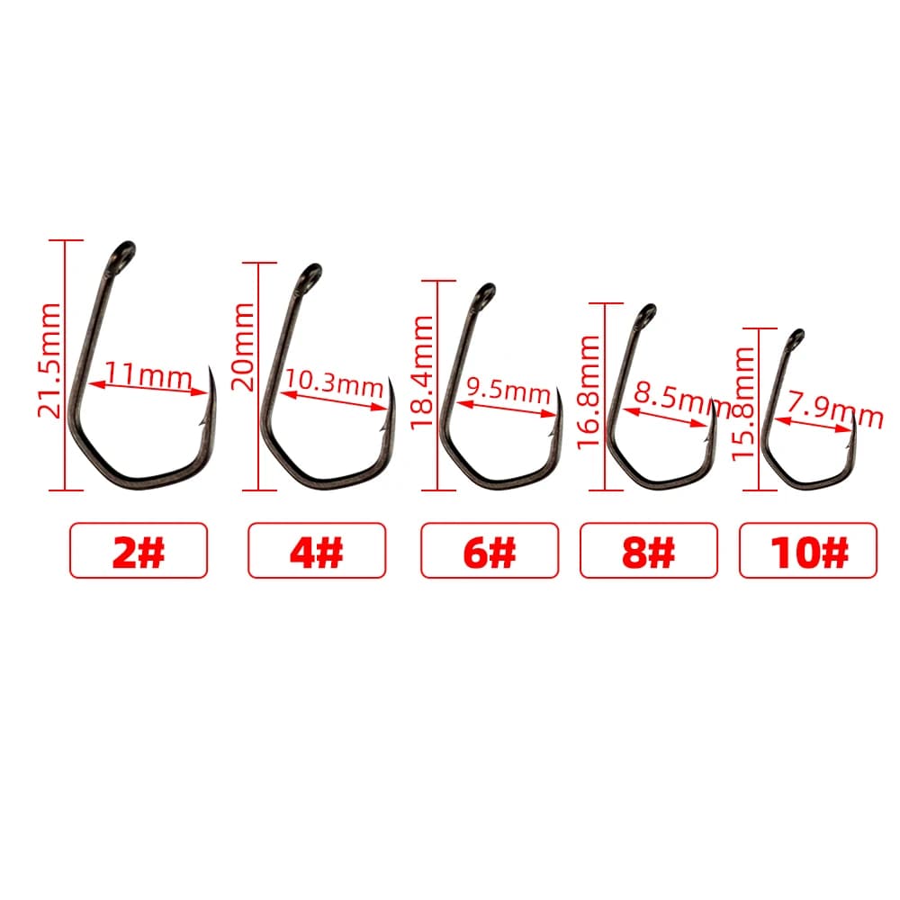 Hameçons carpe micro-barbés acier carbone PTFE 15 pièces Hirisi X919 accessoires pêche