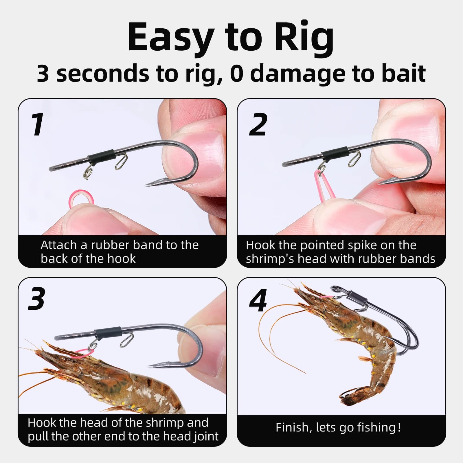 Hameçons double pour vifs crevettes 9KM, 10 à 15 pièces, résistants à la corrosion eau douce