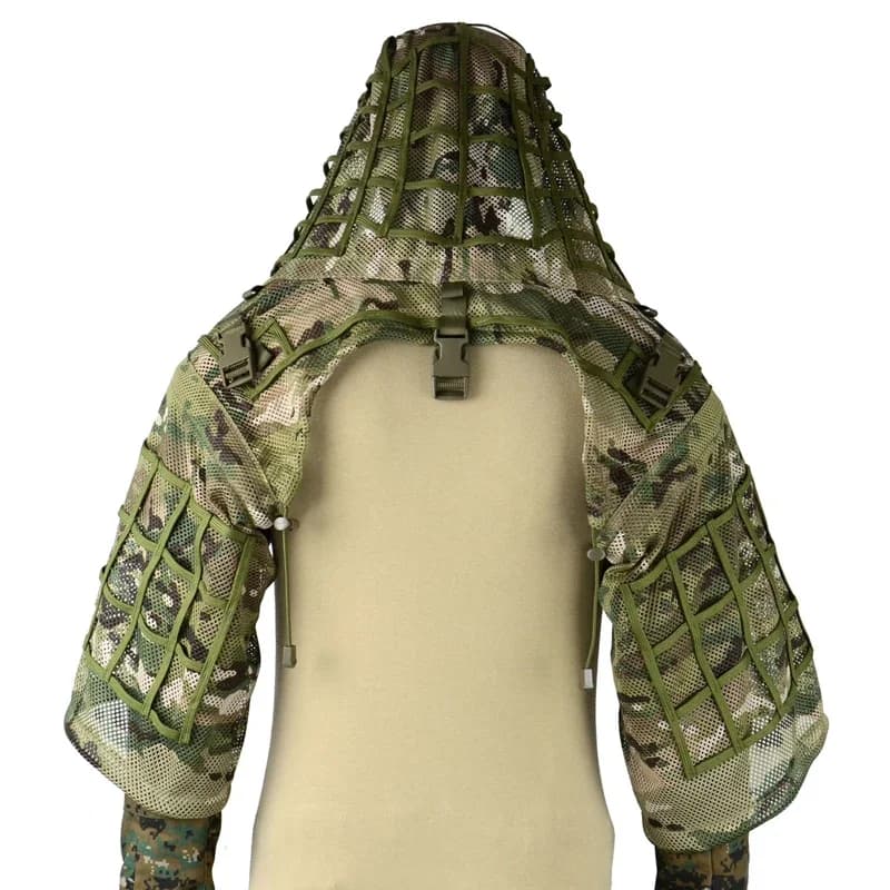 Manteau Ghillie mesh tactique sniper 3D - vêtement camouflage respirant chasse tir pêche extérieur