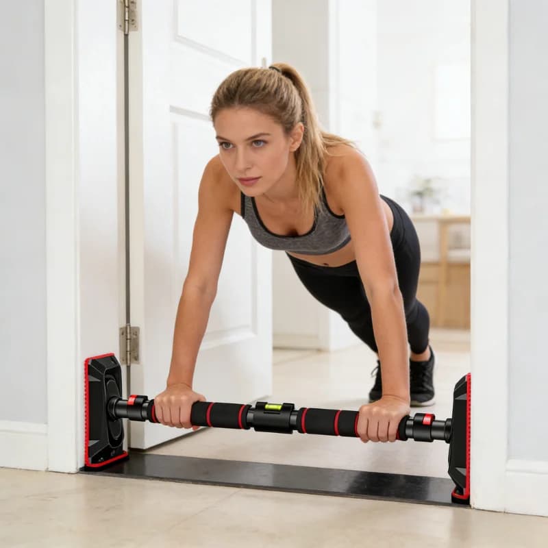 Barre de traction réglable 69-92cm avec niveau à bulle pour porte - entraînement force