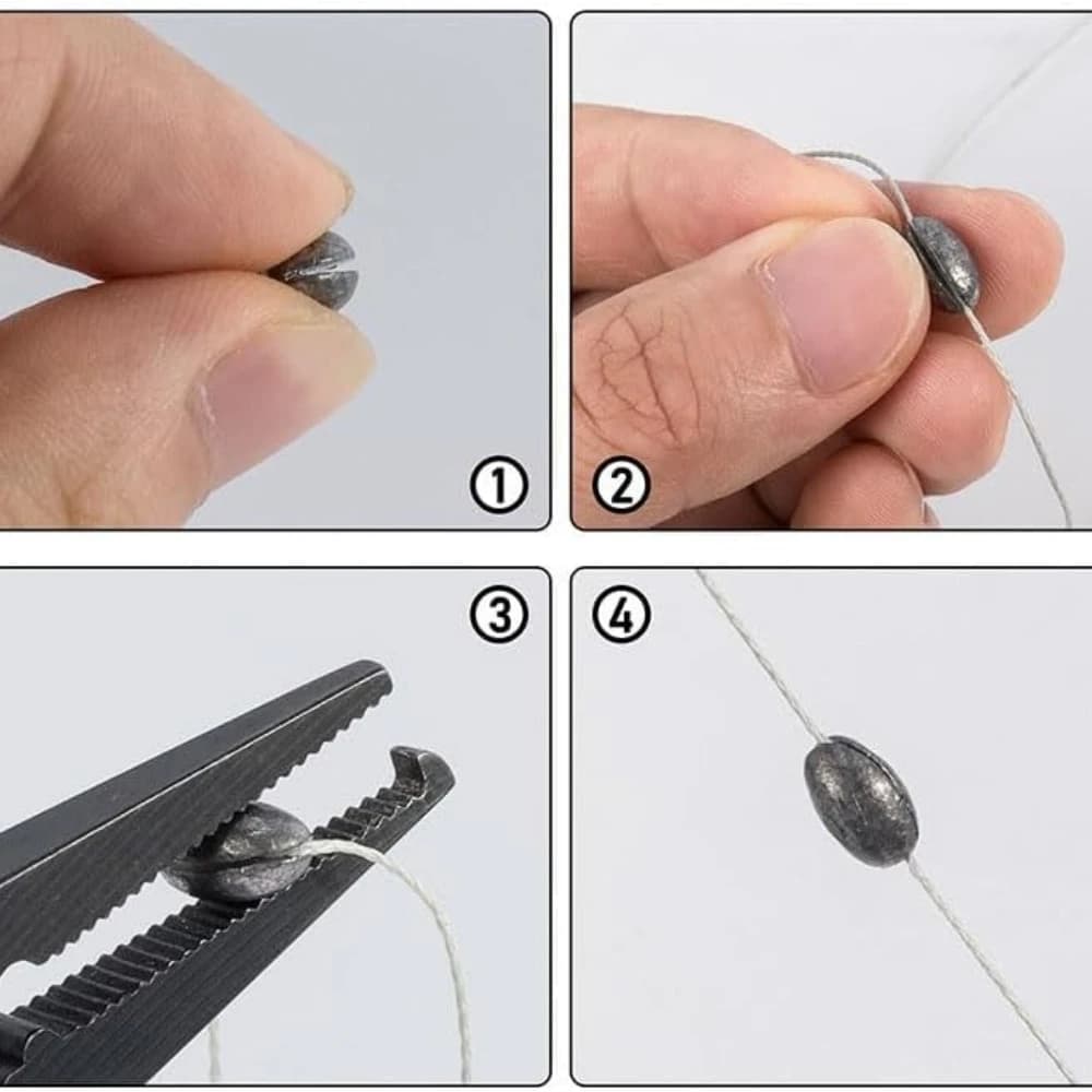 30 plombs ovales split shot pour pêche - Poids en plomb solide forme haricot pour ligne