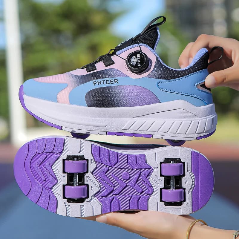 Chaussures rollers enfants pêche deux roues - Détachables bâton lumineux ados pêche