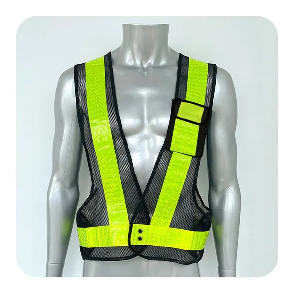 Gilet de sécurité réfléchissant respirant noir orange - Vêtement lumineux pour pêche nocturne et sports outdoor