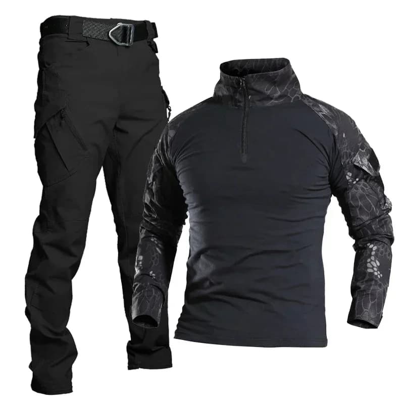 Ensemble de chasse camouflage Multicam Black - Tenue tactique respirante pour pêcheurs