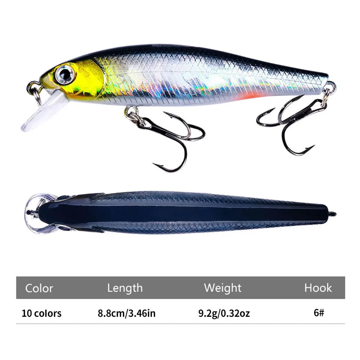 Leurre crankbait 8.8cm 9g pour brochet black bass - Minnow wobbleur jerkbait carnassiers