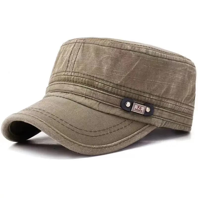 Casquette militaire coton lavé plat pêcheur ajustable extérieure rétro armée homme femme pêche