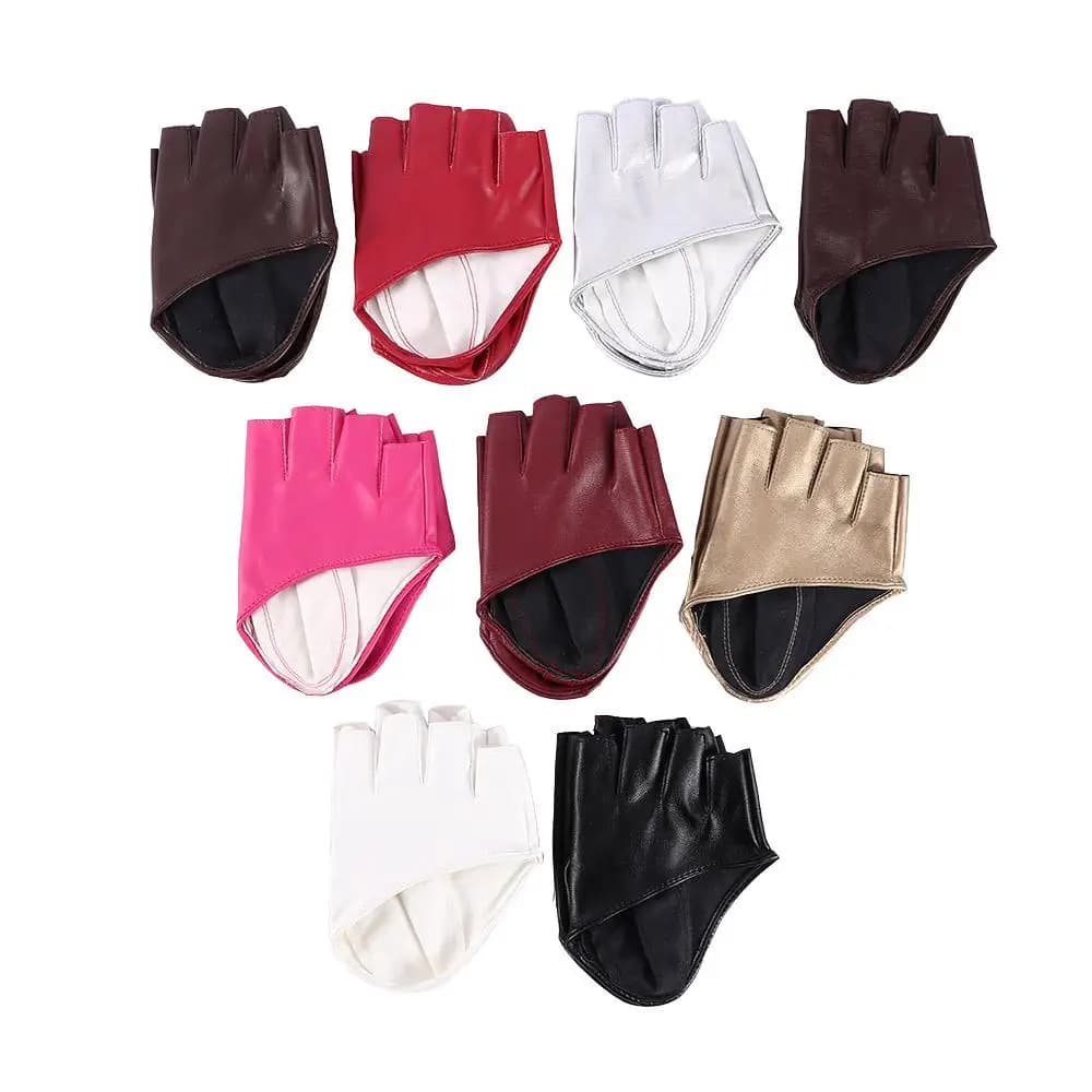 Gants demi-paume en cuir PU pour pêche, accessoires vêtements spectacle et manipulation précise équipement