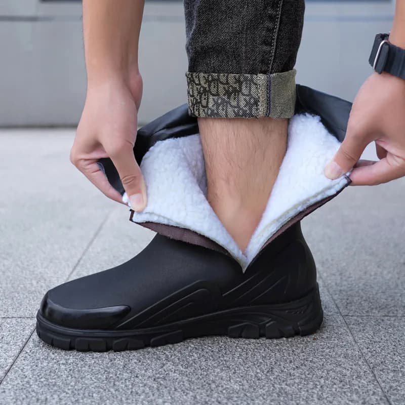 Bottes pluie mi-mollet homme mode doublure polaire imperméables anti-dérapage travail pêche extérieur