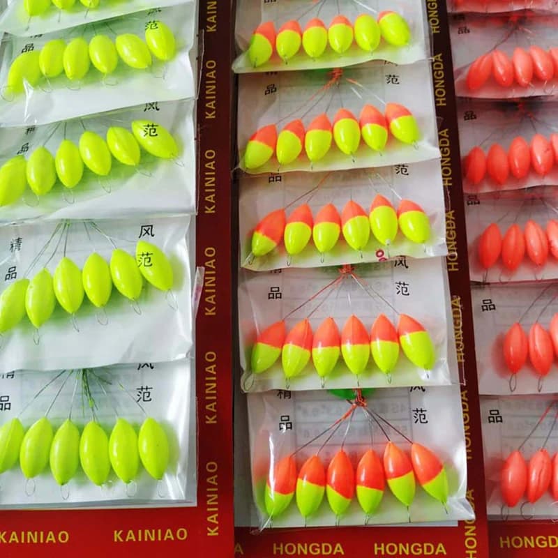 Lot de 480 perles flotteurs ovales miniatures pour pêche, billes de flottaison sept étoiles rouges jaunes