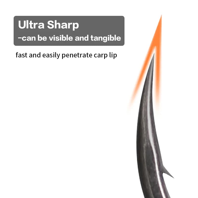 Hameçons carpe Krank 10 pièces EXTRA large ouverture - Acier allié inversé avec revêtement PTFE anti-corrosion