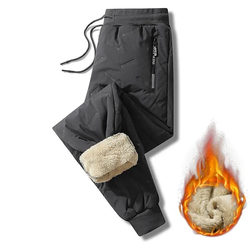 Pantalon polaire épais hiver homme doublure laine - Chaud imperméable coupe-vent coton