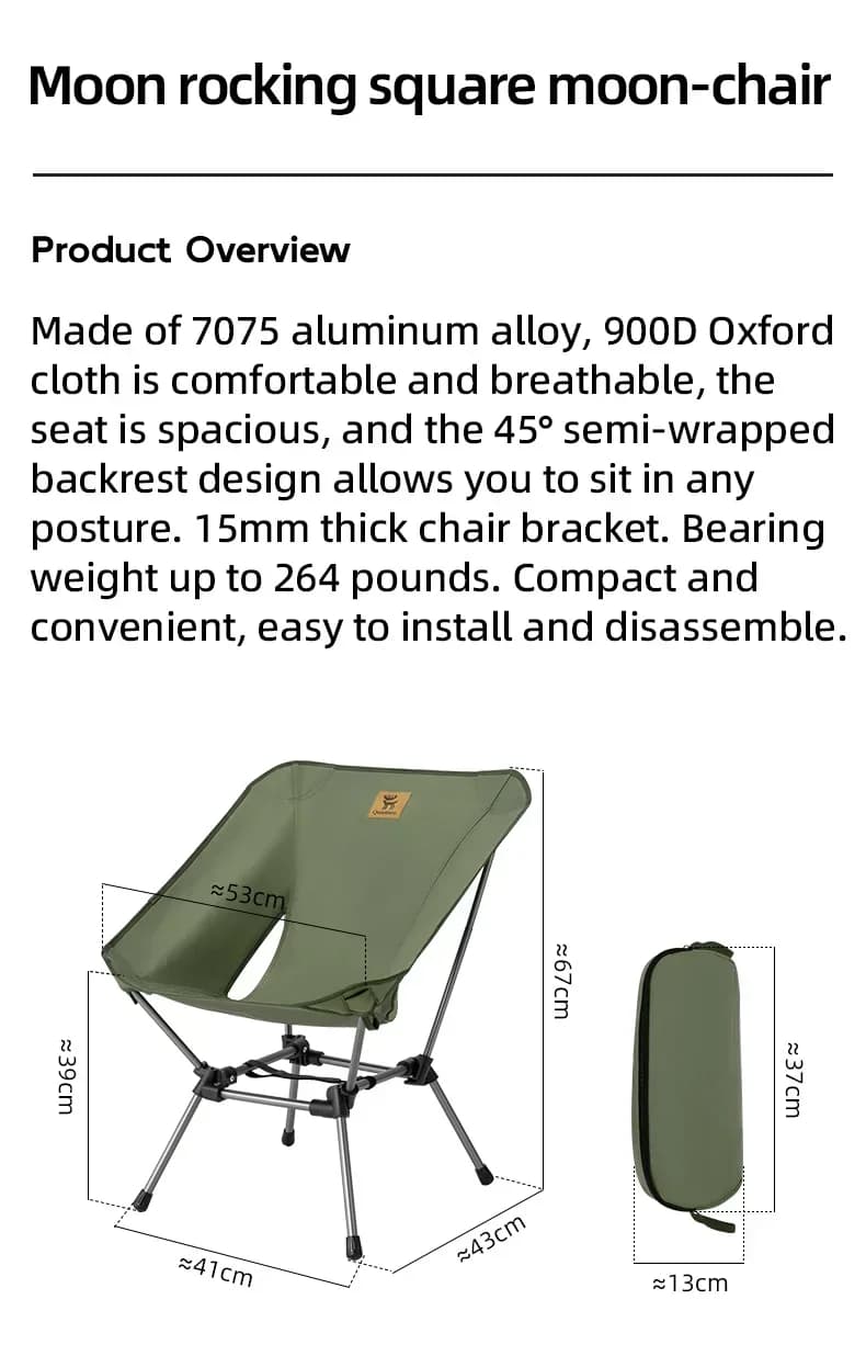 Chaise camping pliable Qunature légère et résistante pour pêche, randonnée et pique-nique en extérieur