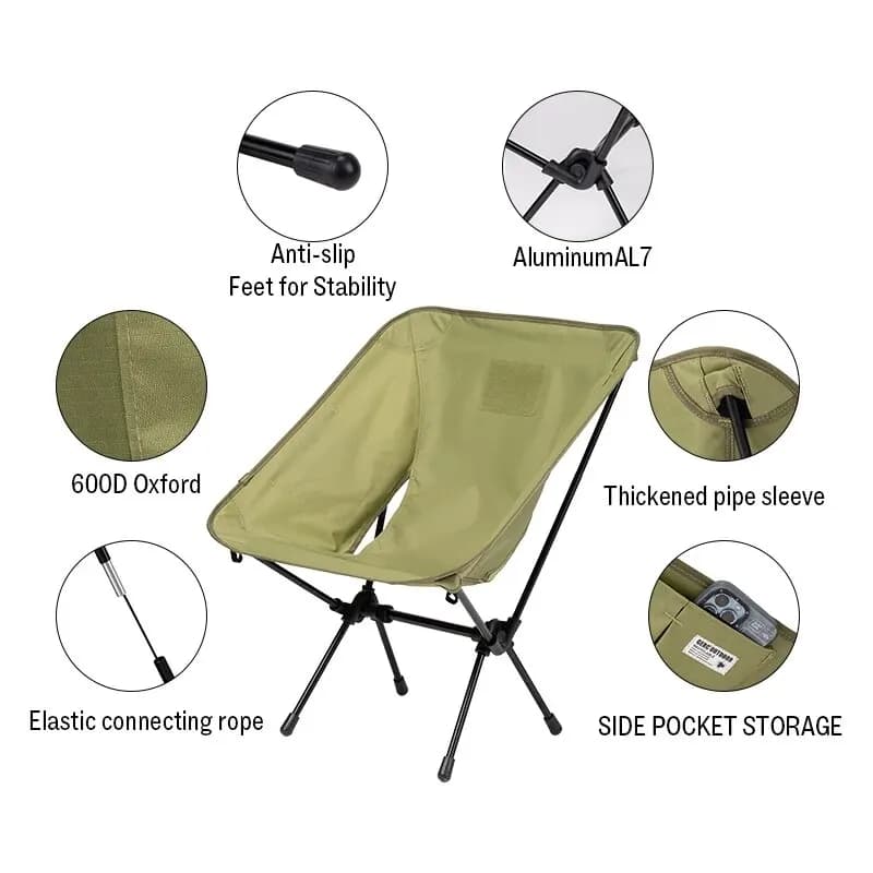 Chaise pliante tactique GERC ultra légère vélo - Siège pêche camping portable rangement compact
