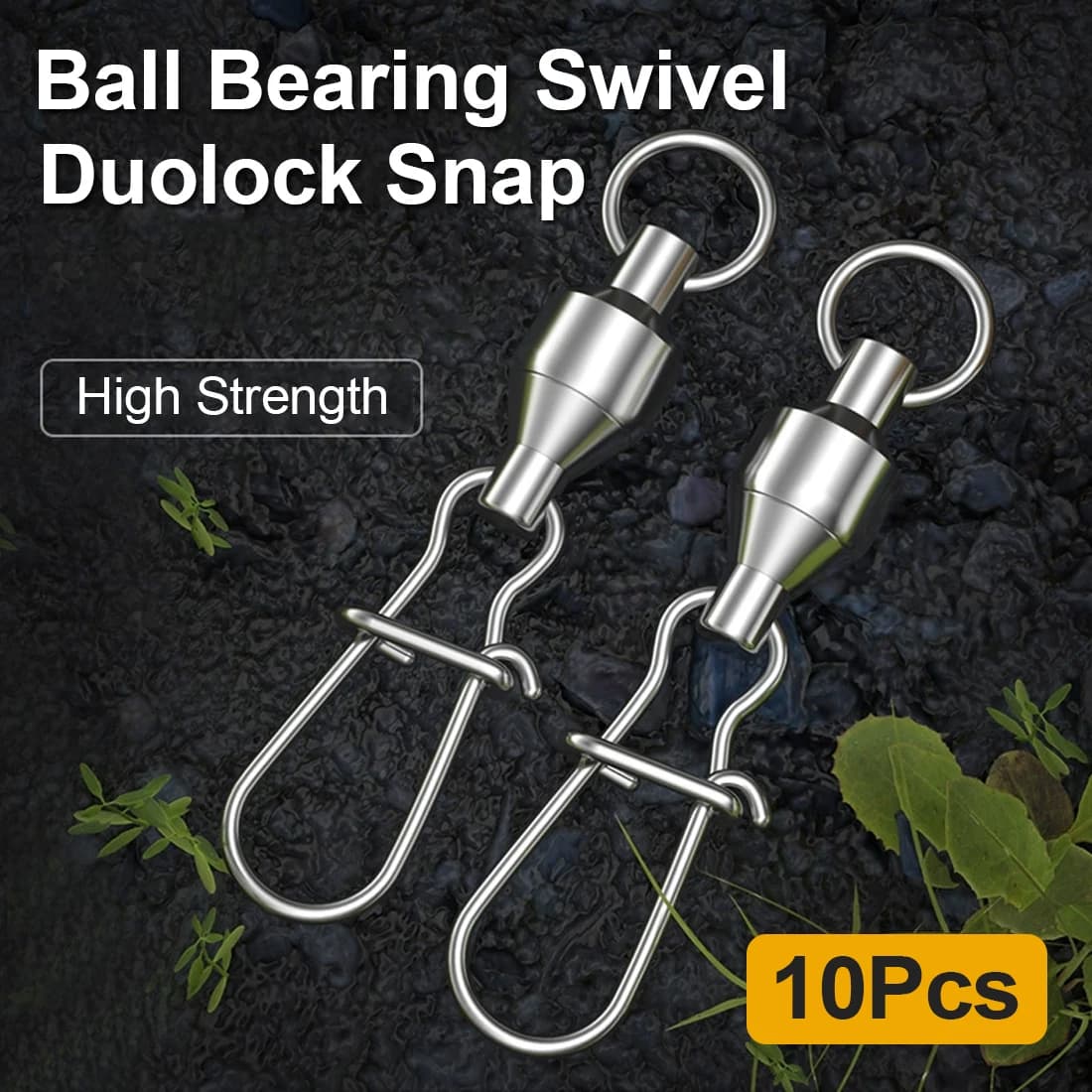 Émerillons à billes 10 pièces avec snap duo-lock - Connecteurs pêche acier inoxydable