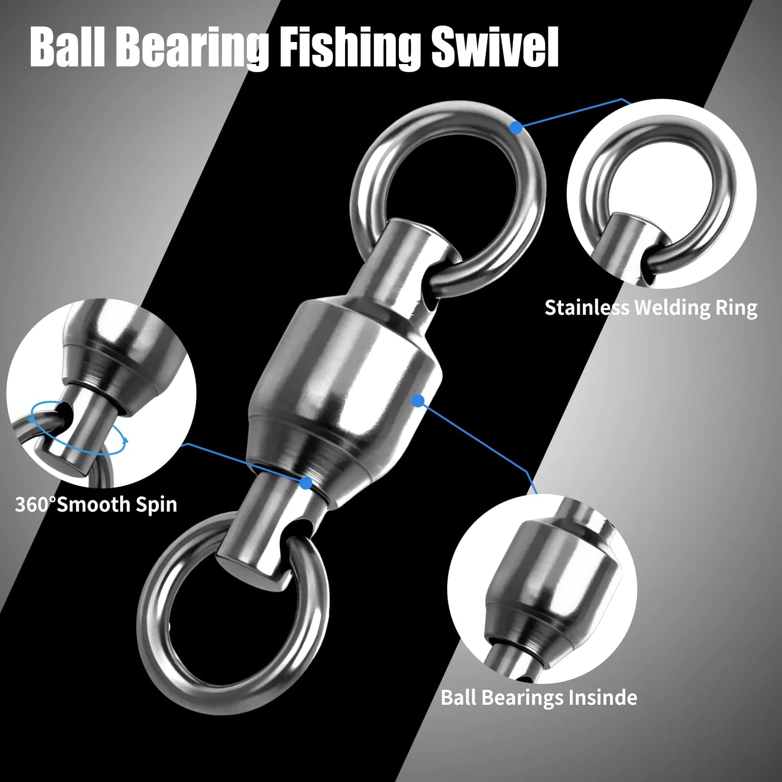 Émerillons FishTrip à anneau soudé 10-100pcs acier inoxydable mer lourd pour silure et gros poissons