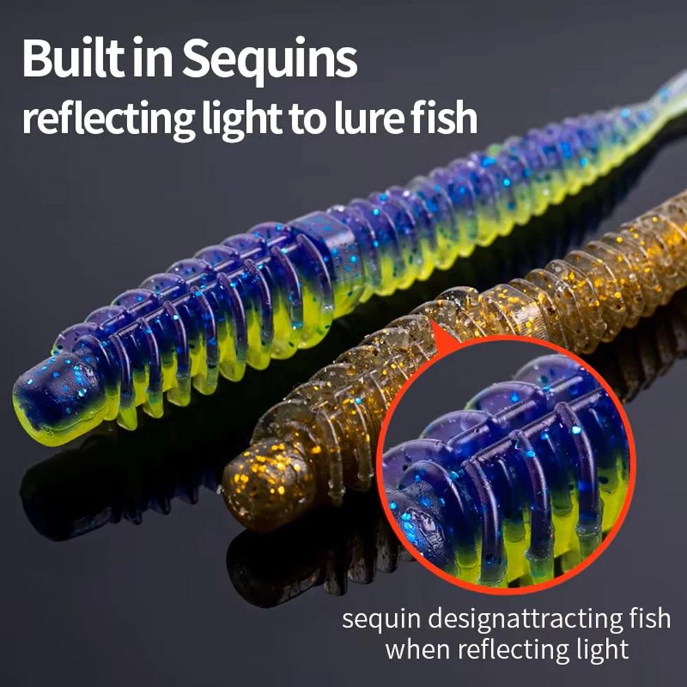 10 leurres souples flottants needletail 75-85mm pour carpe - Vers silicone reverse thread