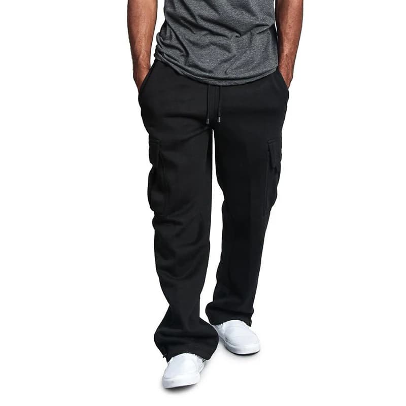 Pantalon jogging loose homme streetwear sport - Coupe droite multi-poches cordon serrage