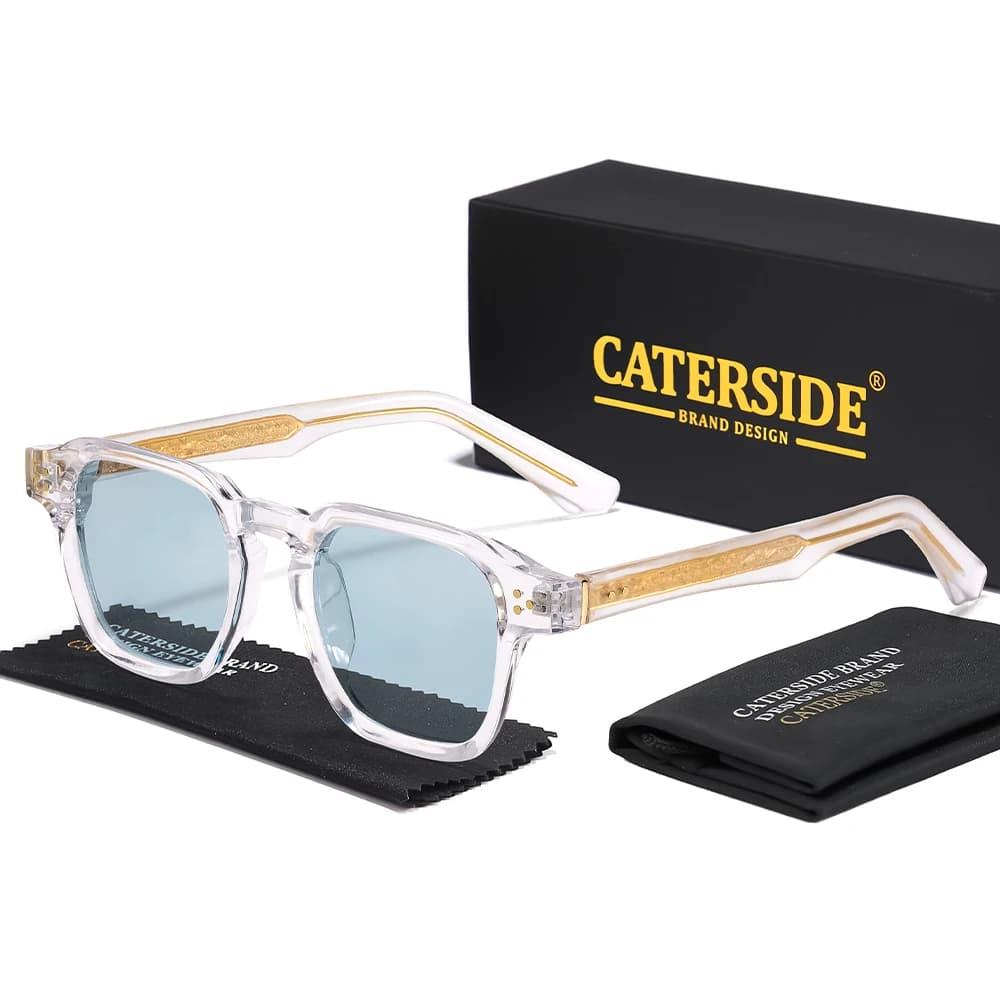 Lunettes de soleil CATERSIDE carrées pour pêche - Cadre luxe avec inserts pour voyages