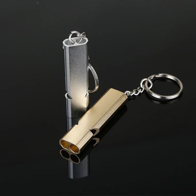 Sifflet de survie double tube ultime - Alliage aluminium léger et étanche pour sauvetage et camping