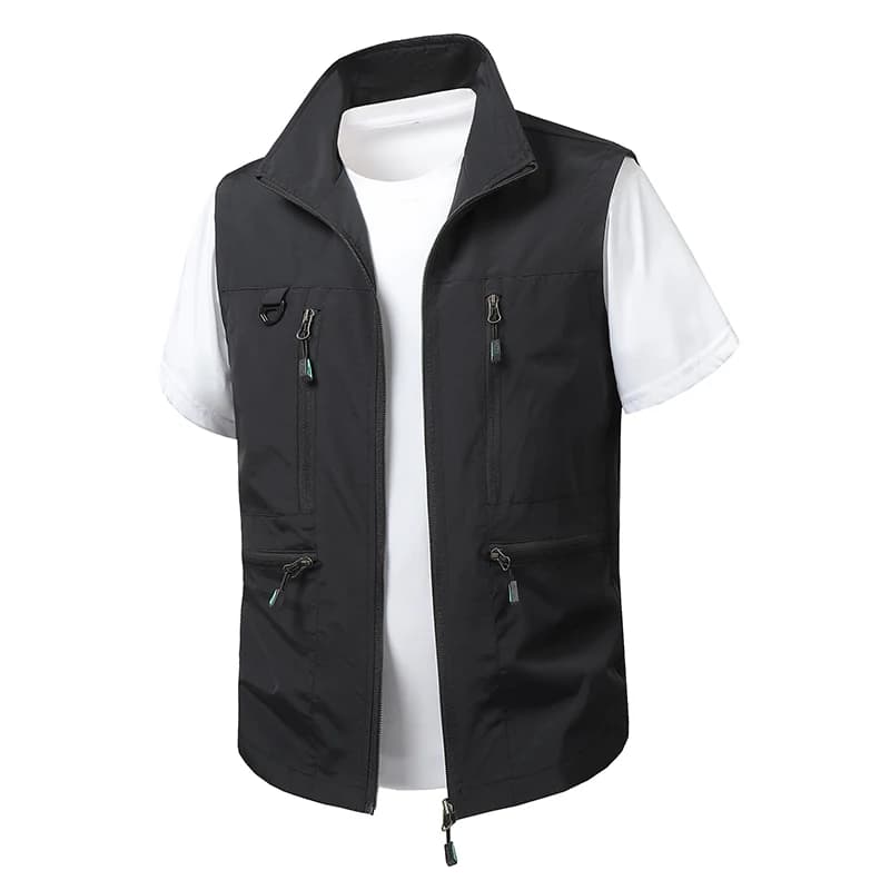 Veste sans manches pêche homme grande taille 6XL respirante et multifonction avec multiples poches
