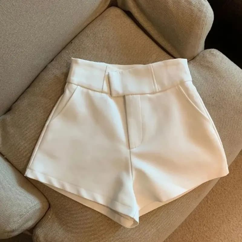 Shorty femme noir Harajuku élégant taille haute coupe droite pantalon sexy casual