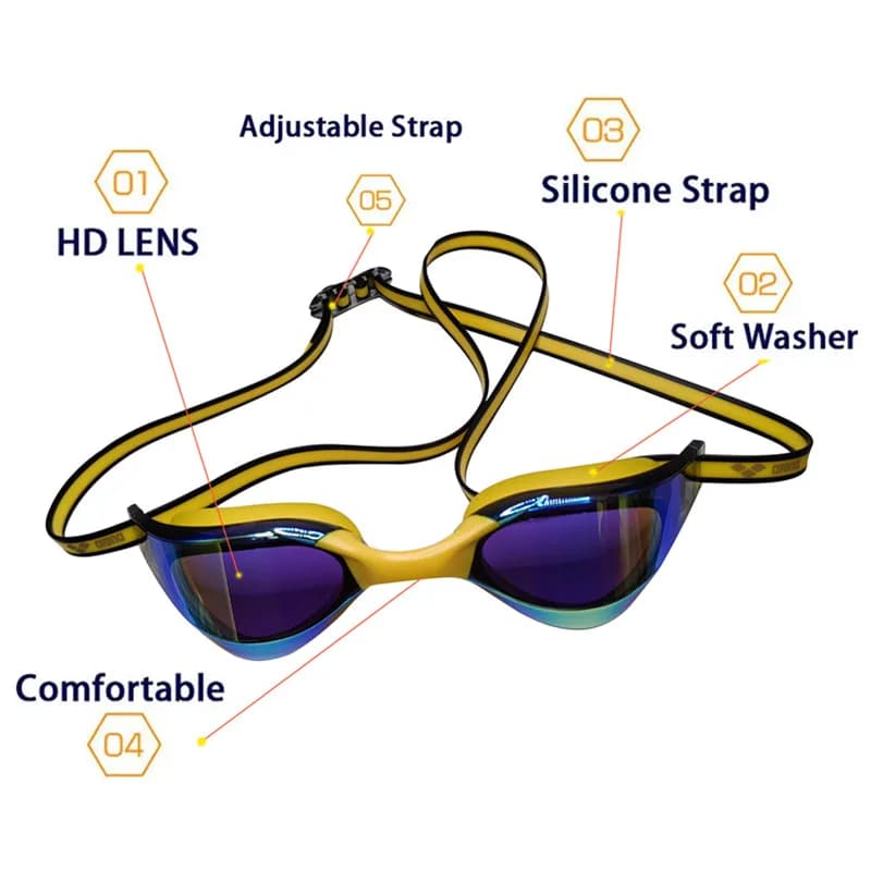 Lunettes de natation ARENA anti-buée HD - Protection étanche réglable silicone hommes femmes professionnelles