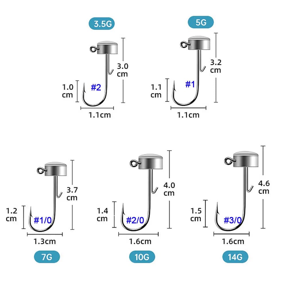 Têtes jig Ned Rig 20 pièces 3.5g à 14g pour leurres souples vers pêche verticale ajing