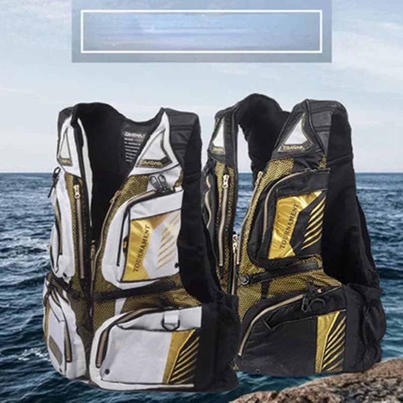 Gilet de sauvetage pêche professionnel été - Veste de flottaison noir blanc - Équipement sécurité pêche